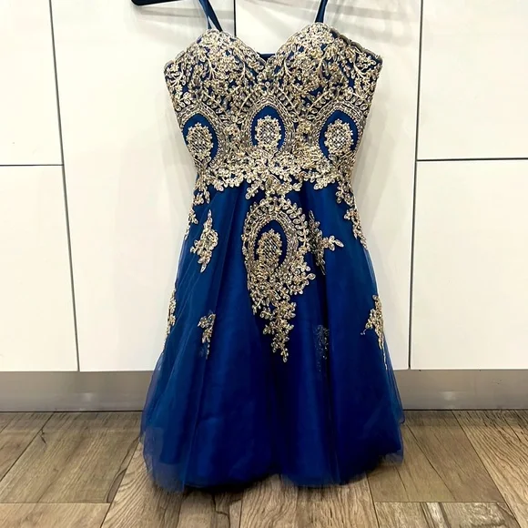 Blondie Nites | Dresses | Beautiful Deep Blue Formal Strapless Dress |  Poshmark